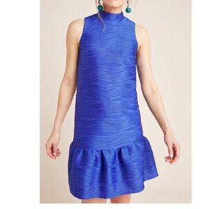 Hutch Anthropologie Royal Blue Mollie Textured Dress NWT